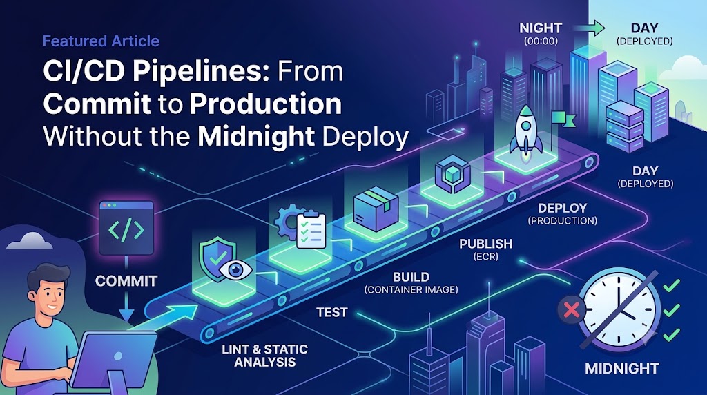 Feature image for CI/CD Pipelines: From Commit to Production Without the Midnight Deploy